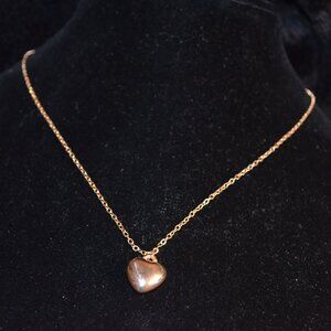 Necklace Golden Tone Chain Pendant 0.5' Heart Shaped Length-9' Extension Piece